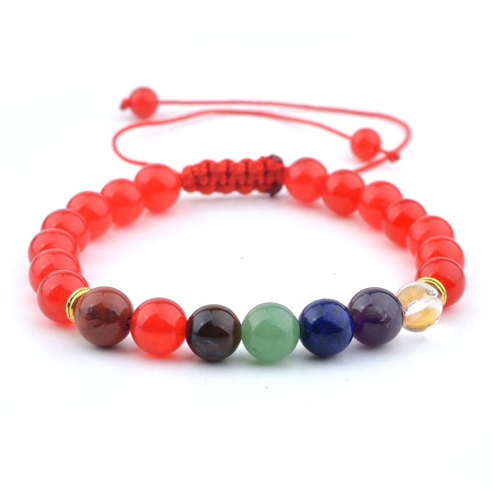 Red Agate with Seven Chakra Stone 8MM